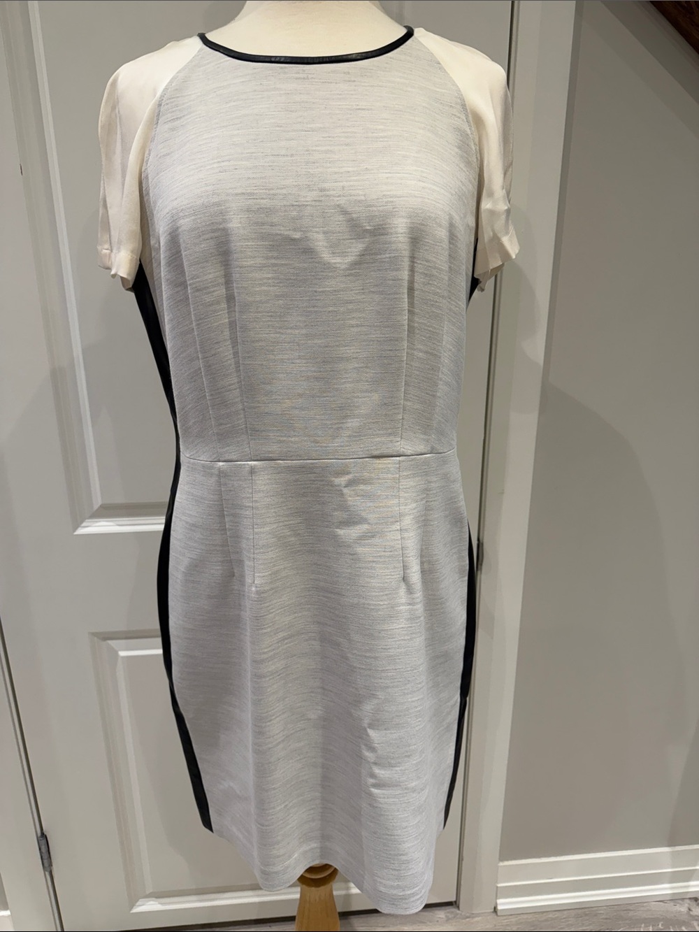 Club Monaco Cream and Black Sheath Dress, size 12